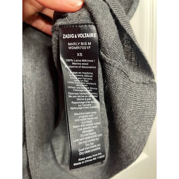 Zadig & Voltaire Womens Sunshine 100% Merino Wool Tank Top Size XS Gray - Picture 7 of 7